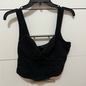 Black Textured Crop Top